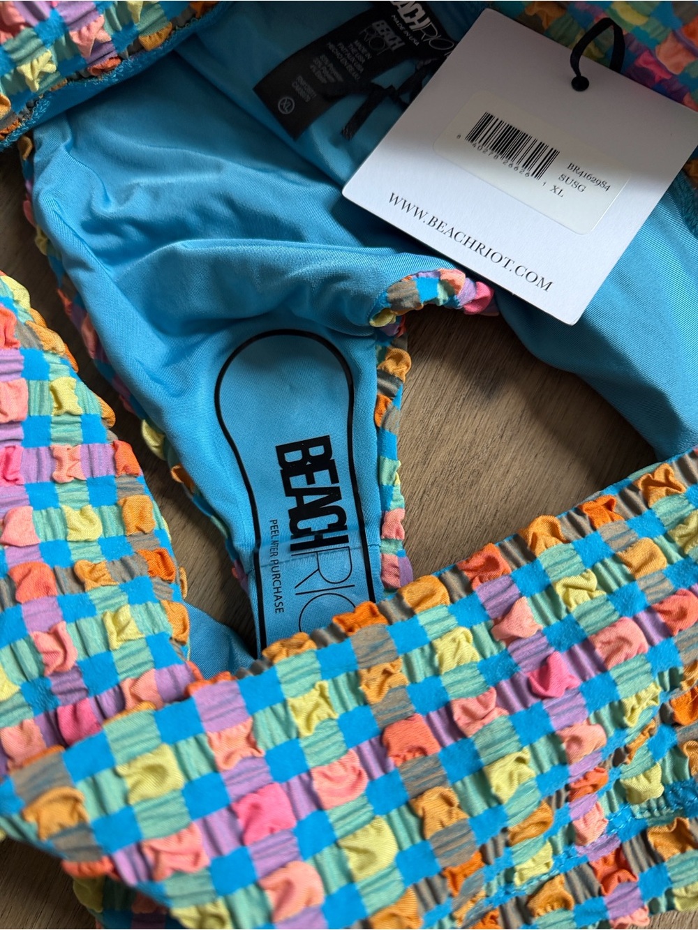 Beach Riot Multicolor Textured Bikini - Teal, Pink, Orange, Yellow - Picture 4 of 12